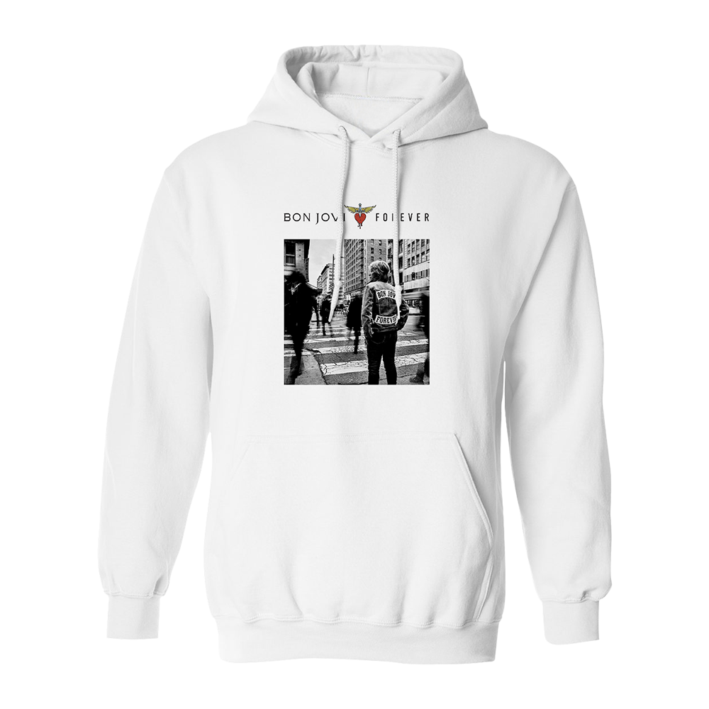 Bon Jovi Forever Hoodie in White Bon Jovi Official Store