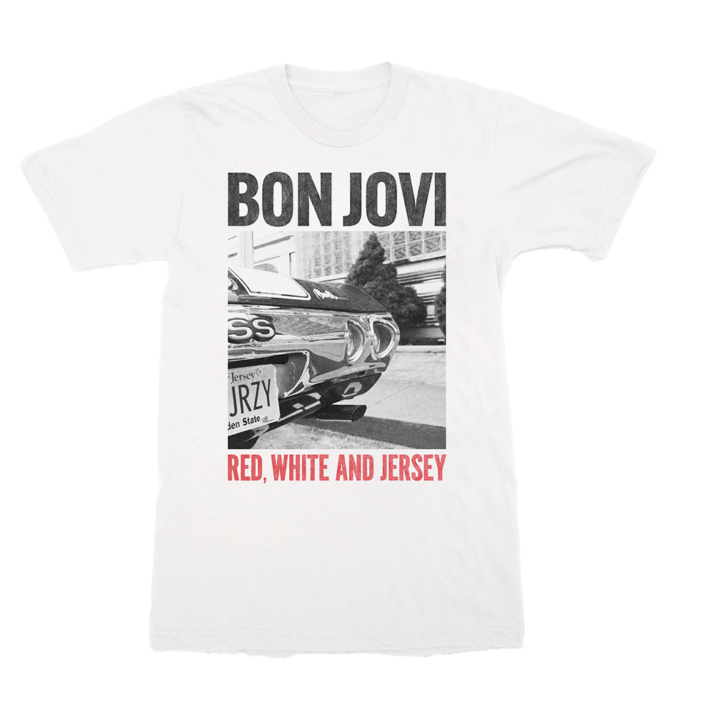 FOREVER Red White and Jersey White T-Shirt - Bon Jovi Official Store