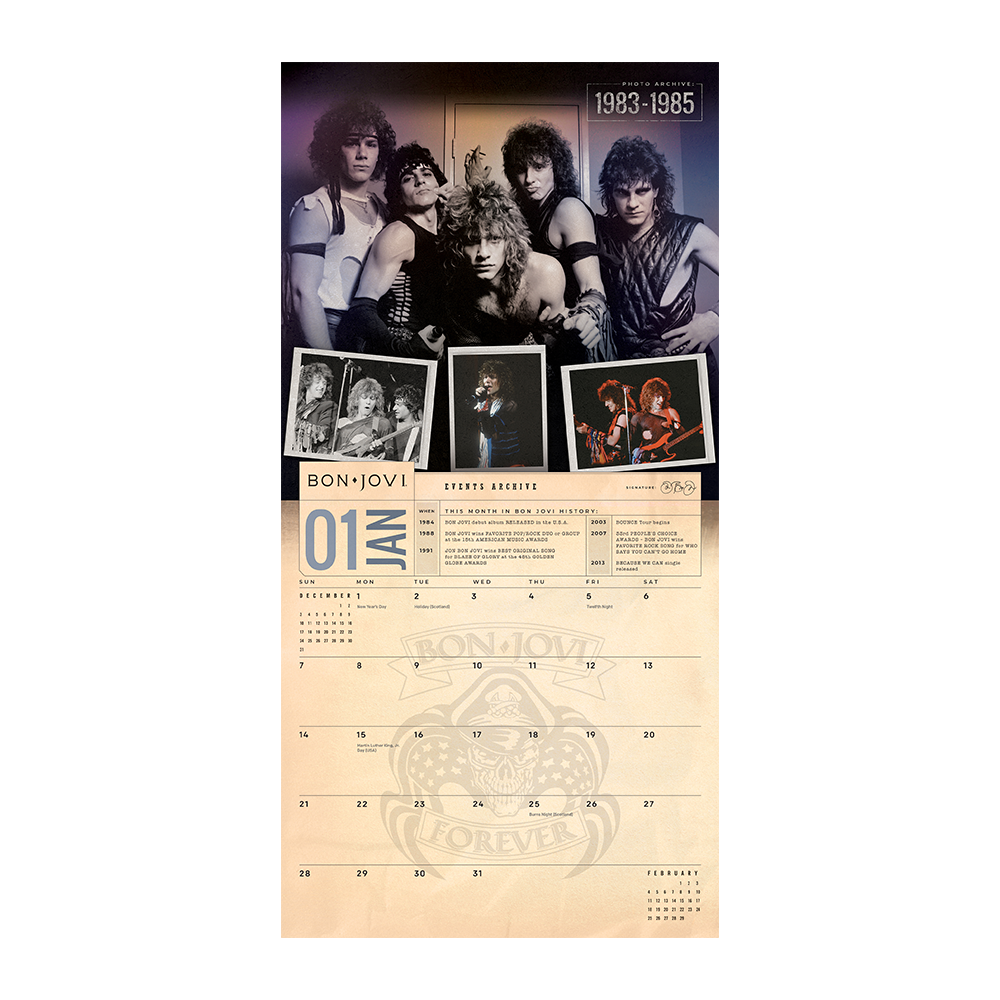Bon Jovi 40th Anniversary 2024 Calendar Inside