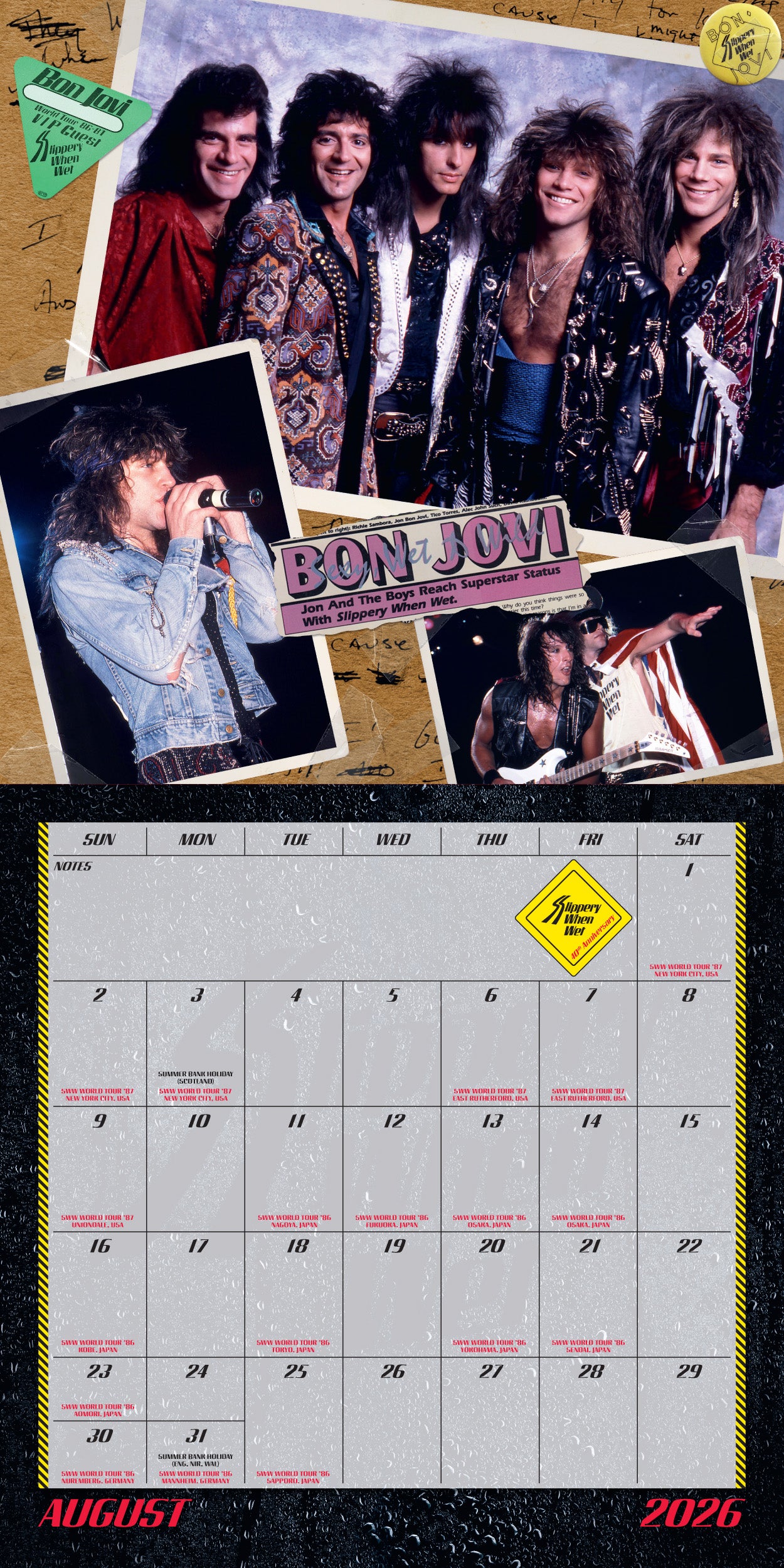 Bon Jovi Slippery When Wet 40th Anniversary Calendar - Bon Jovi