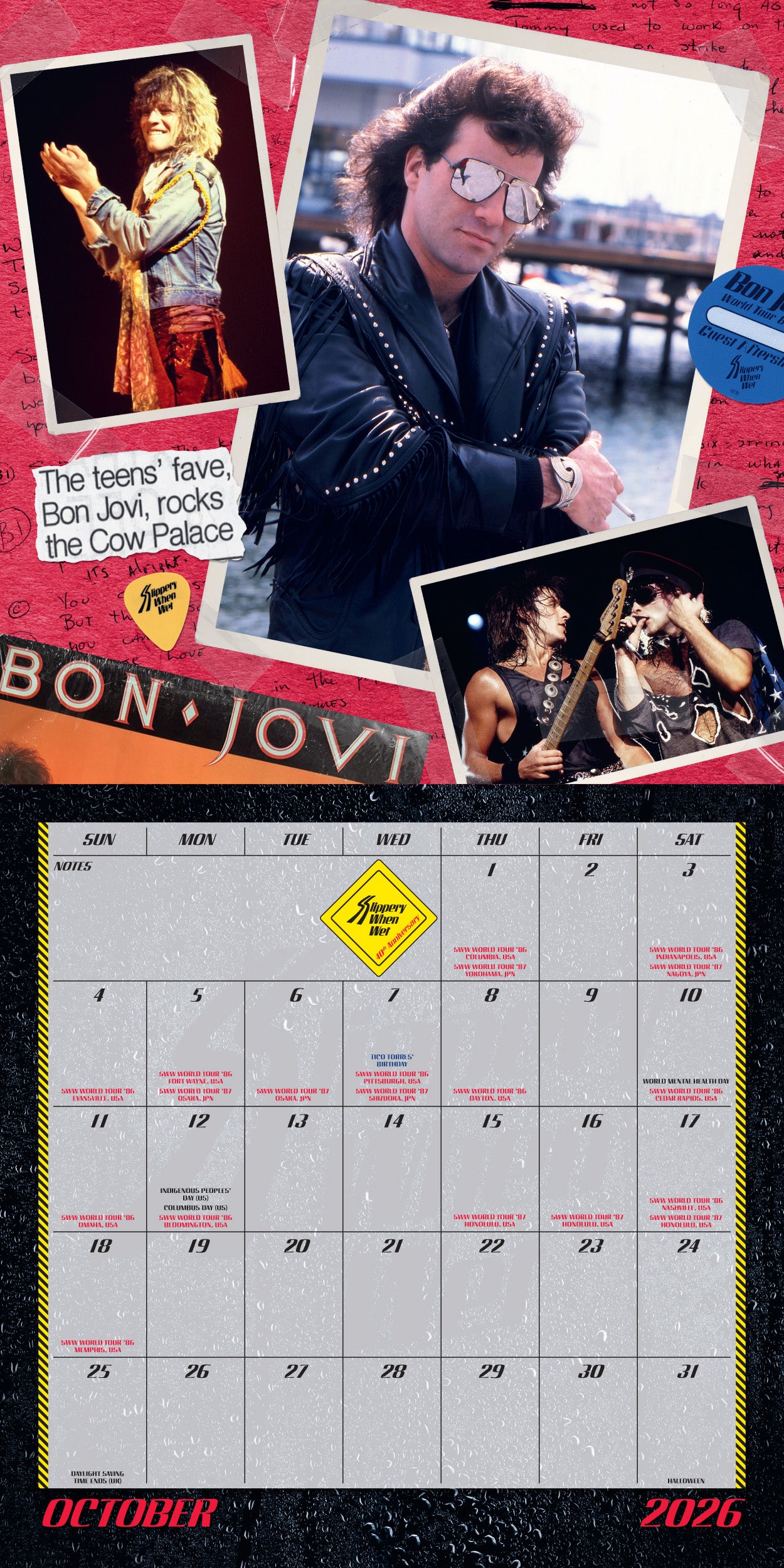 Bon Jovi Slippery When Wet 40th Anniversary Calendar - Bon Jovi
