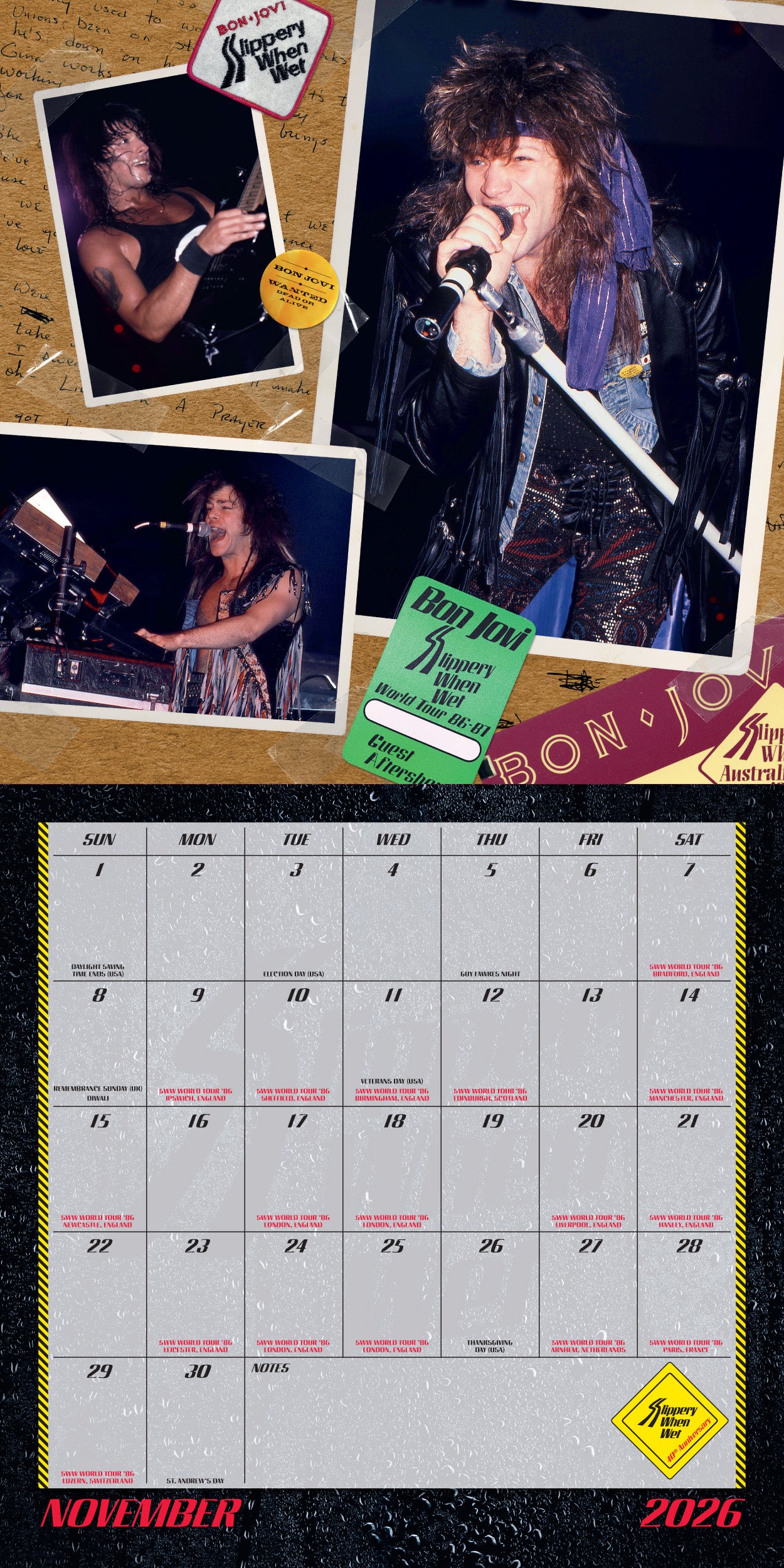 Bon Jovi Slippery When Wet 40th Anniversary Calendar-14