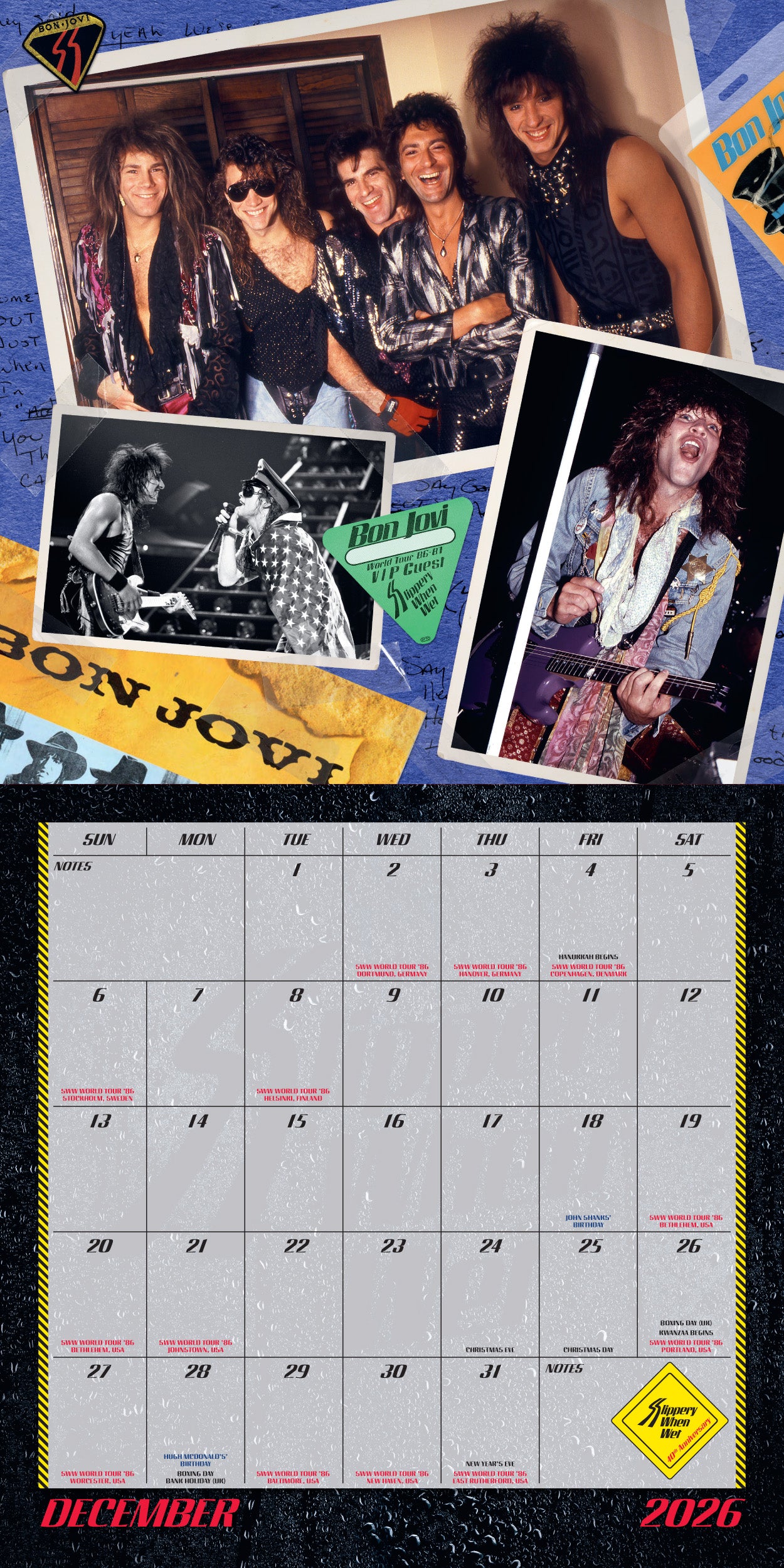 Bon Jovi Slippery When Wet 40th Anniversary Calendar - Bon Jovi