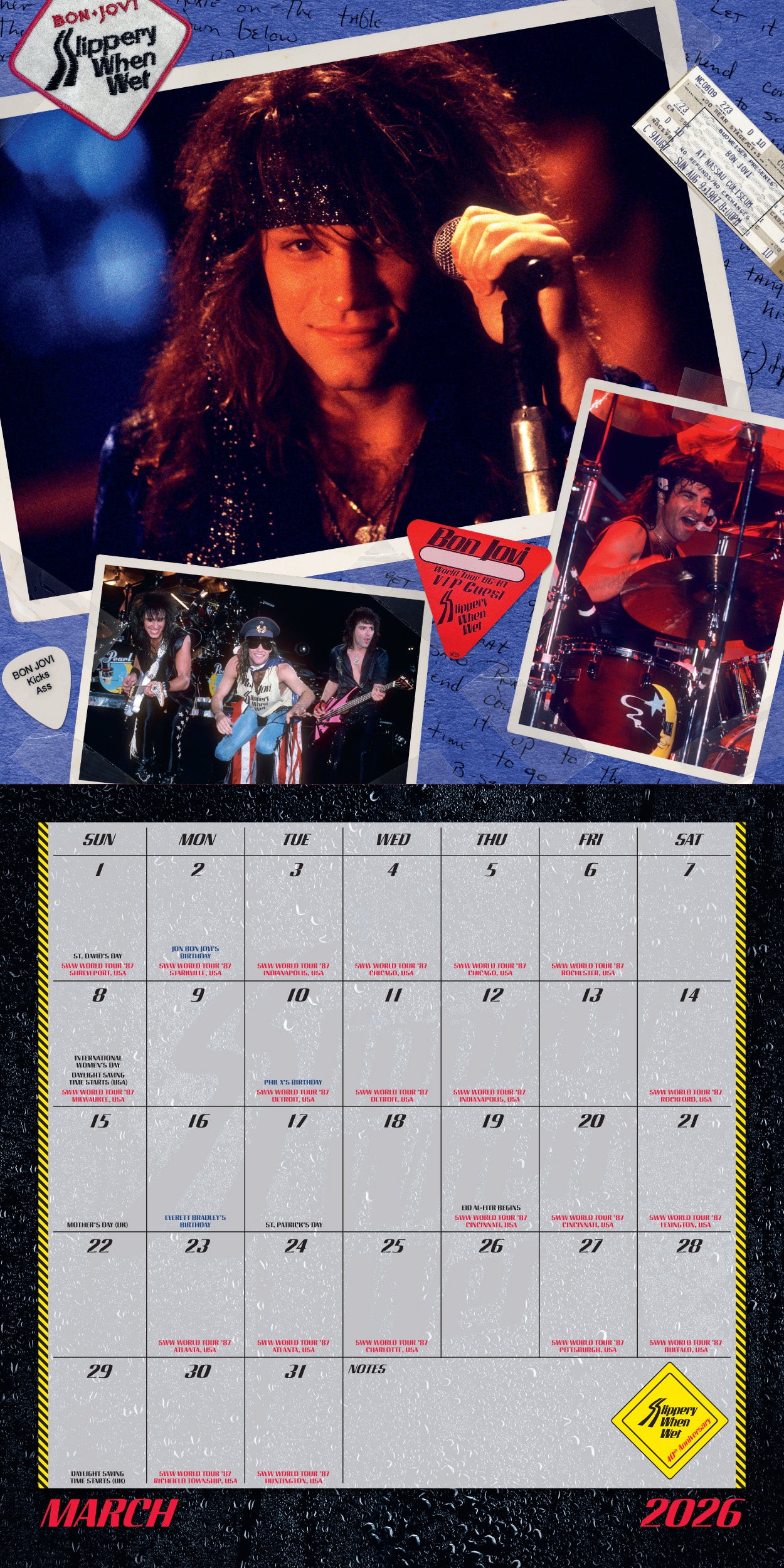 Bon Jovi Slippery When Wet 40th Anniversary Calendar - Bon Jovi