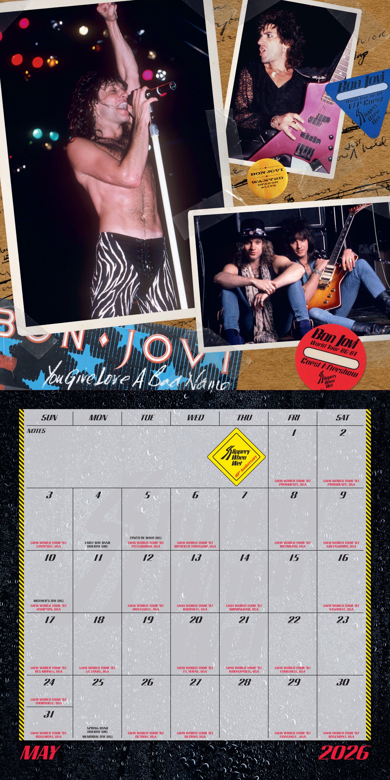Bon Jovi Slippery When Wet 40th Anniversary Calendar - Bon Jovi