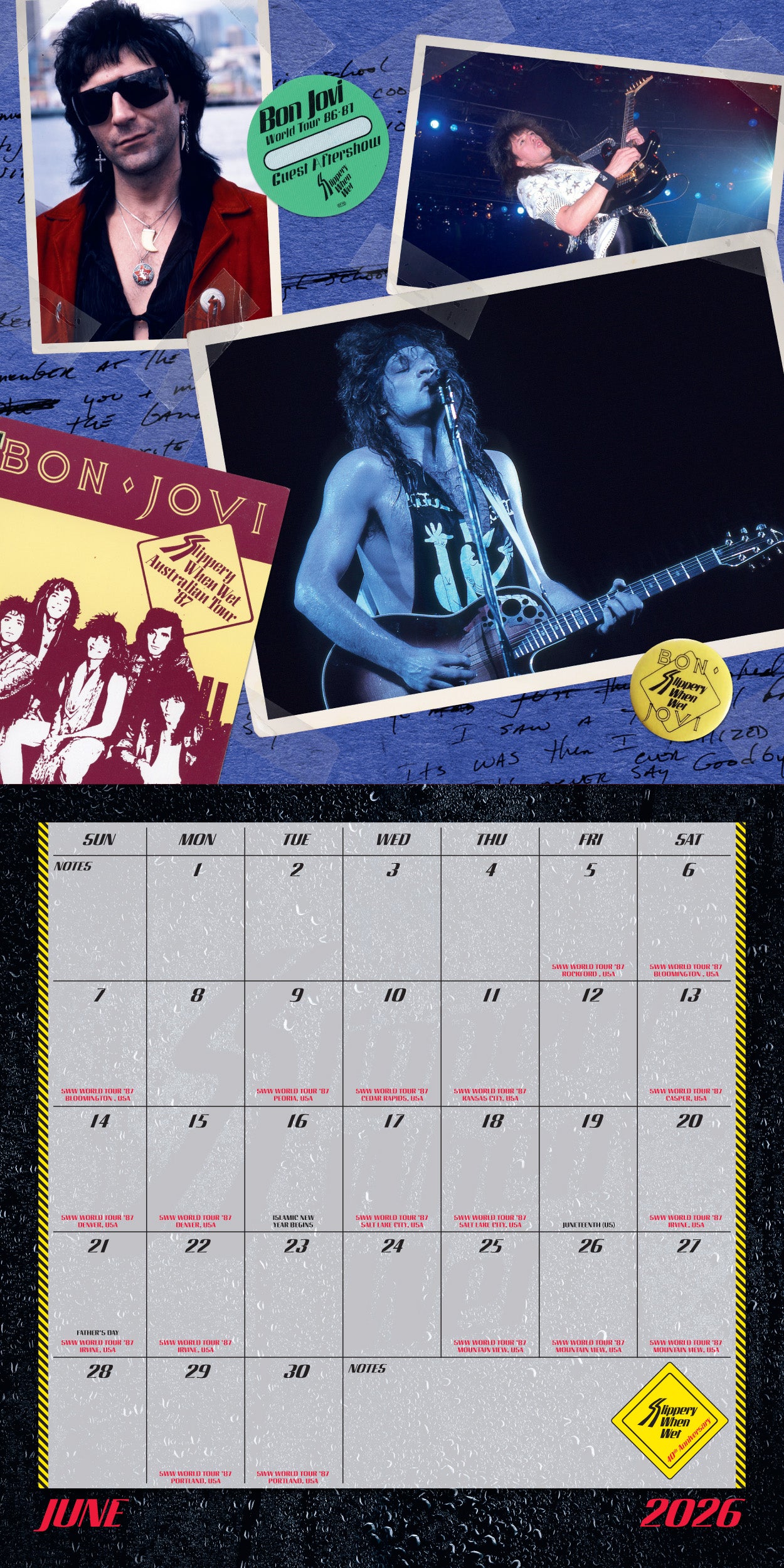 Bon Jovi Slippery When Wet 40th Anniversary Calendar - Bon Jovi