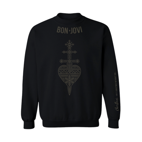 Bon Jovi Black Holiday Crewneck Front 