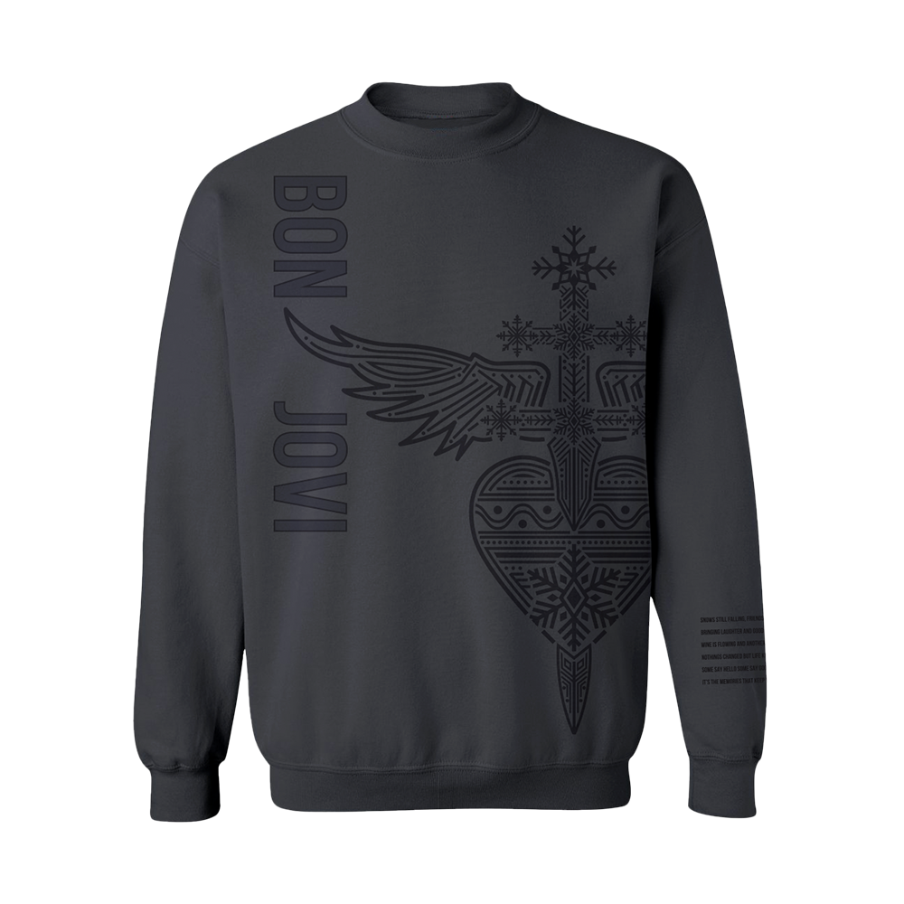 Bon Jovi Charcoal Holiday Crewneck Front