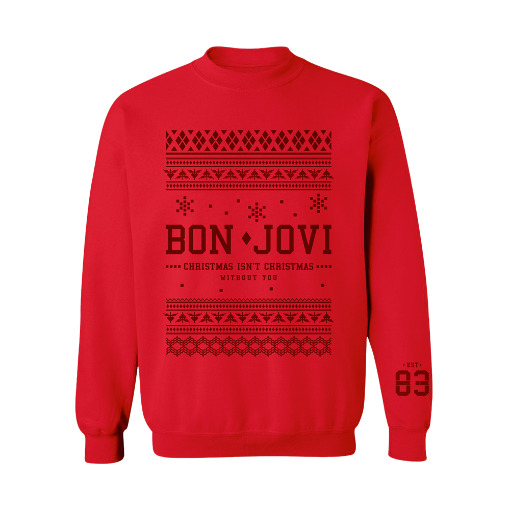 Bon Jovi Holiday "Sweater" Crewneck Front 