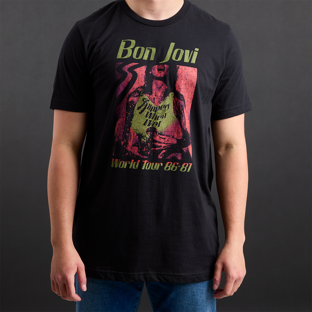 Slippery When Wet Vintage World Tour Black T-Shirt