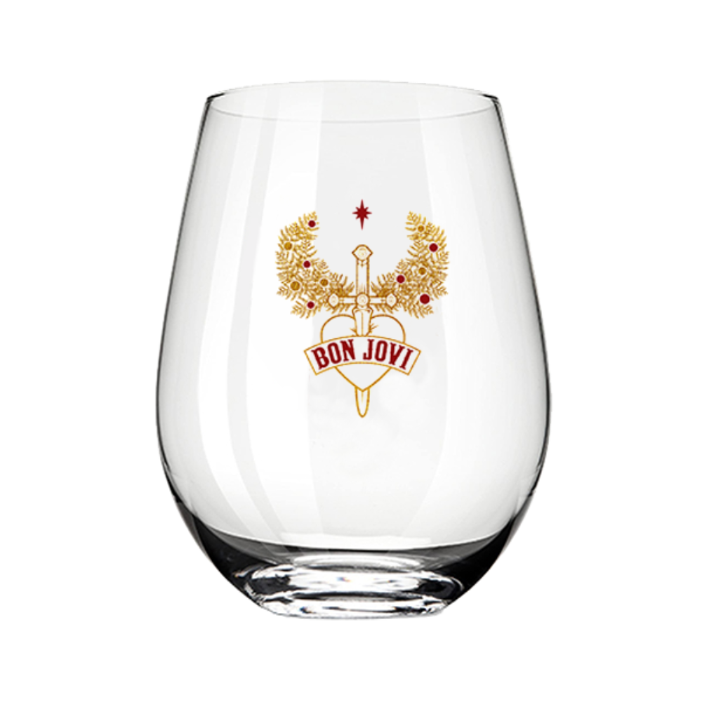 Heart & Dagger Holiday Wreath Stemless Wine Glass