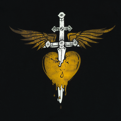 Bon Jovi Gold Heart & Dagger T-Shirt Detail