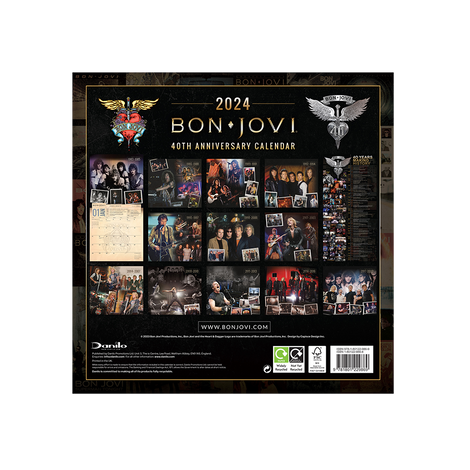 Bon Jovi 40th Anniversary 2024 Calendar Back