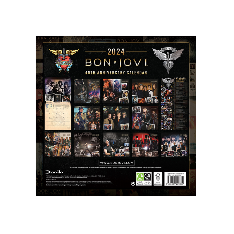 Bon Jovi 40th Anniversary 2024 Calendar Bon Jovi Official Store