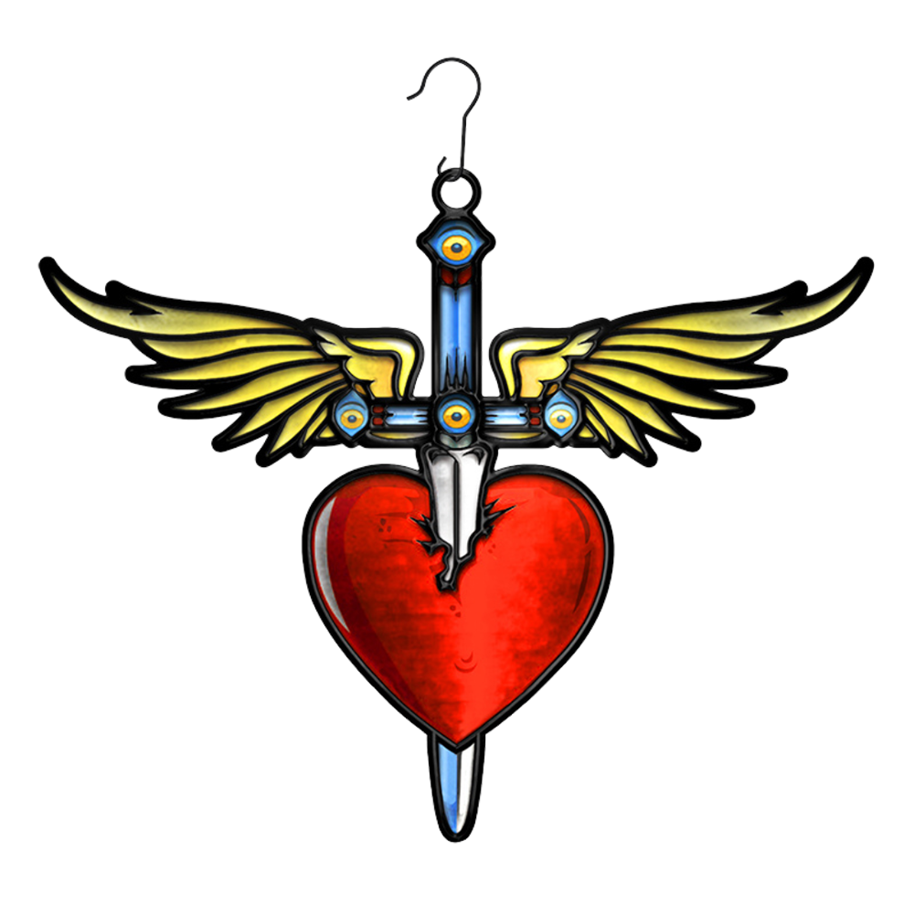 Bon Jovi Dagger & Heart Ornament Front