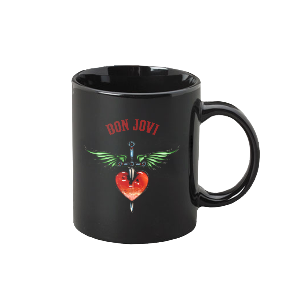 Glass Heart & Dagger Black Mug