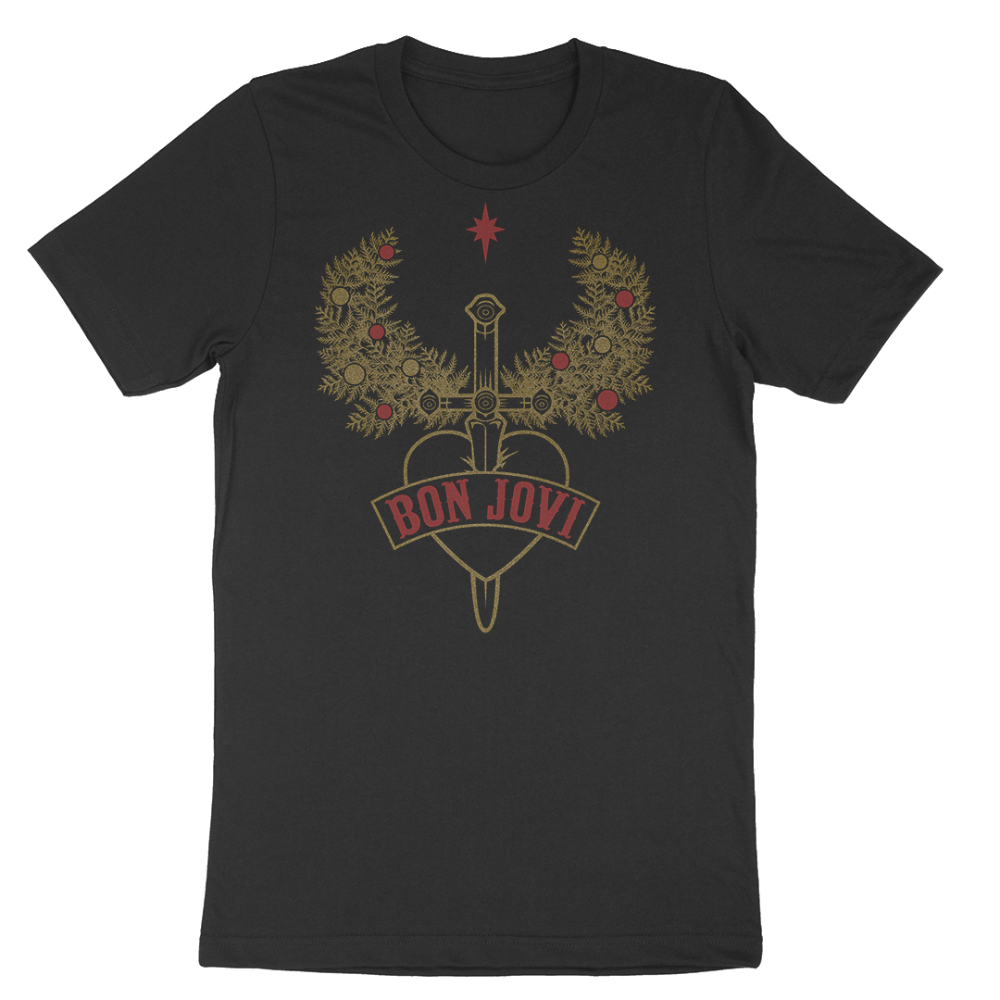 Heart & Dagger Holiday Wreath Black T-Shirt