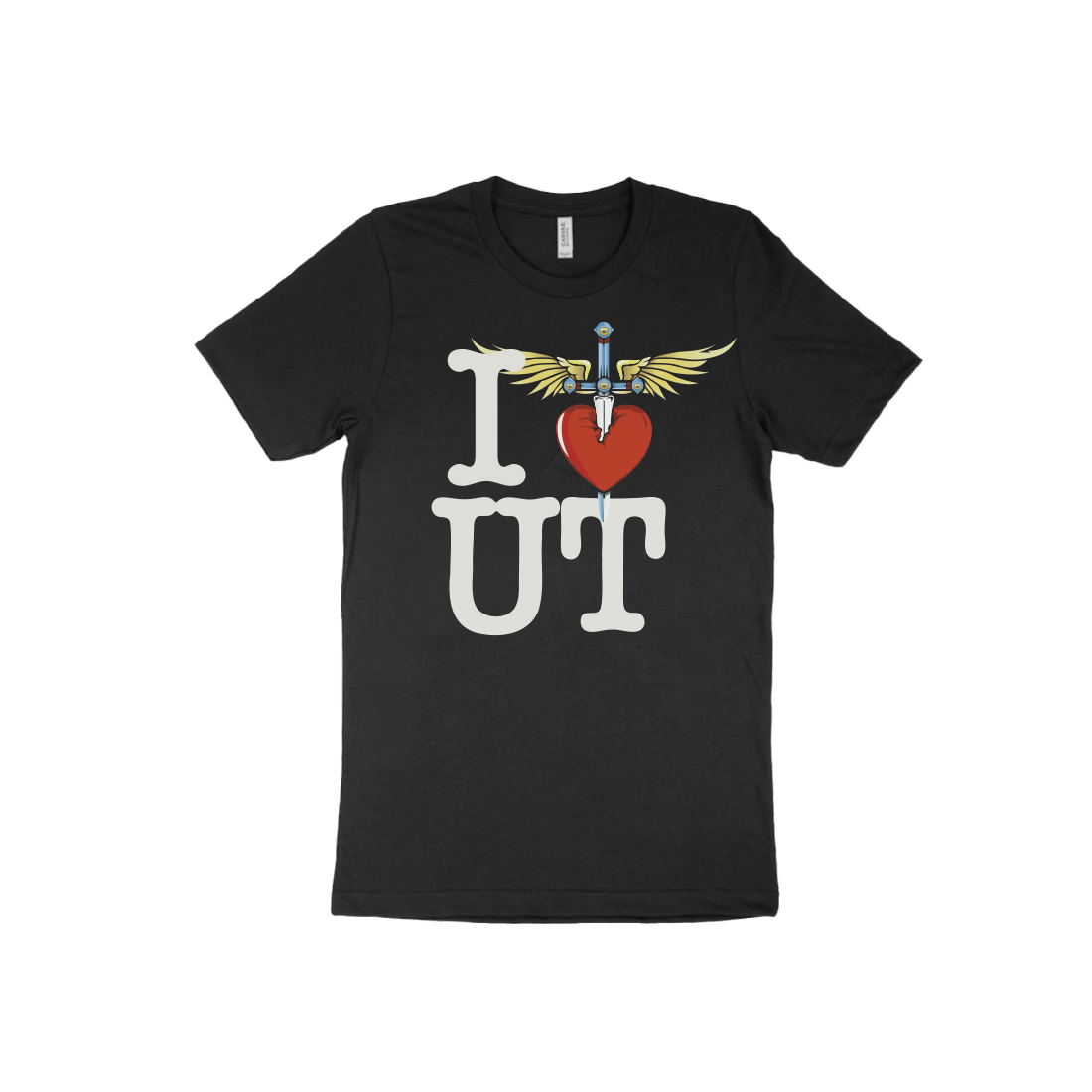 ◇ILLIGO◇ Signature Heart Color Block T-Shirt Black Logo and Heart Print Cut-out Relaxed Fit T-shirt – EVISU