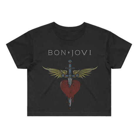 Bon Jovi Classic Heart & Dagger Crop T-Shirt