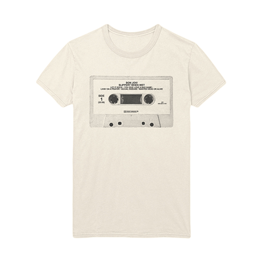 Bon Jovi Slippery When Wet Cassette T-Shirt Front